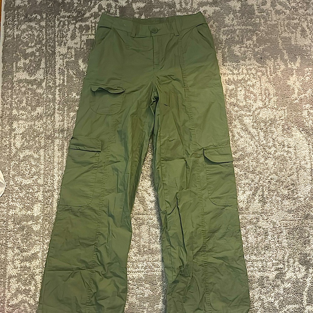 Dark green jean cargo pants